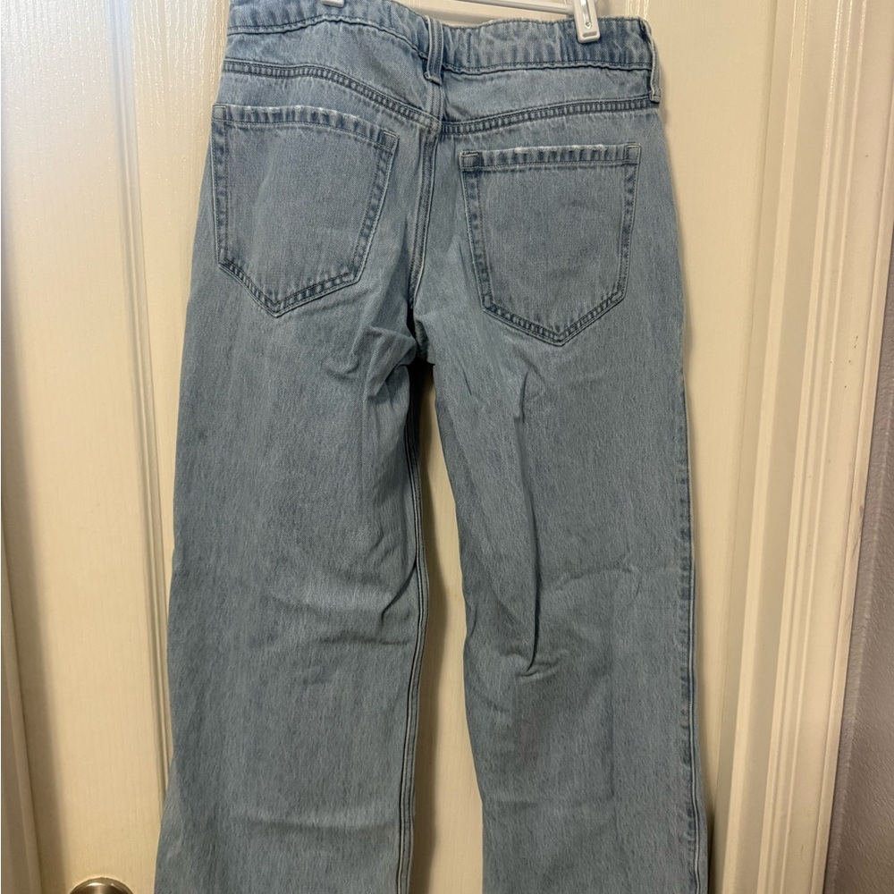 Hollister Women's Light Blue Straight Leg Jeans Low-Rise Baggy